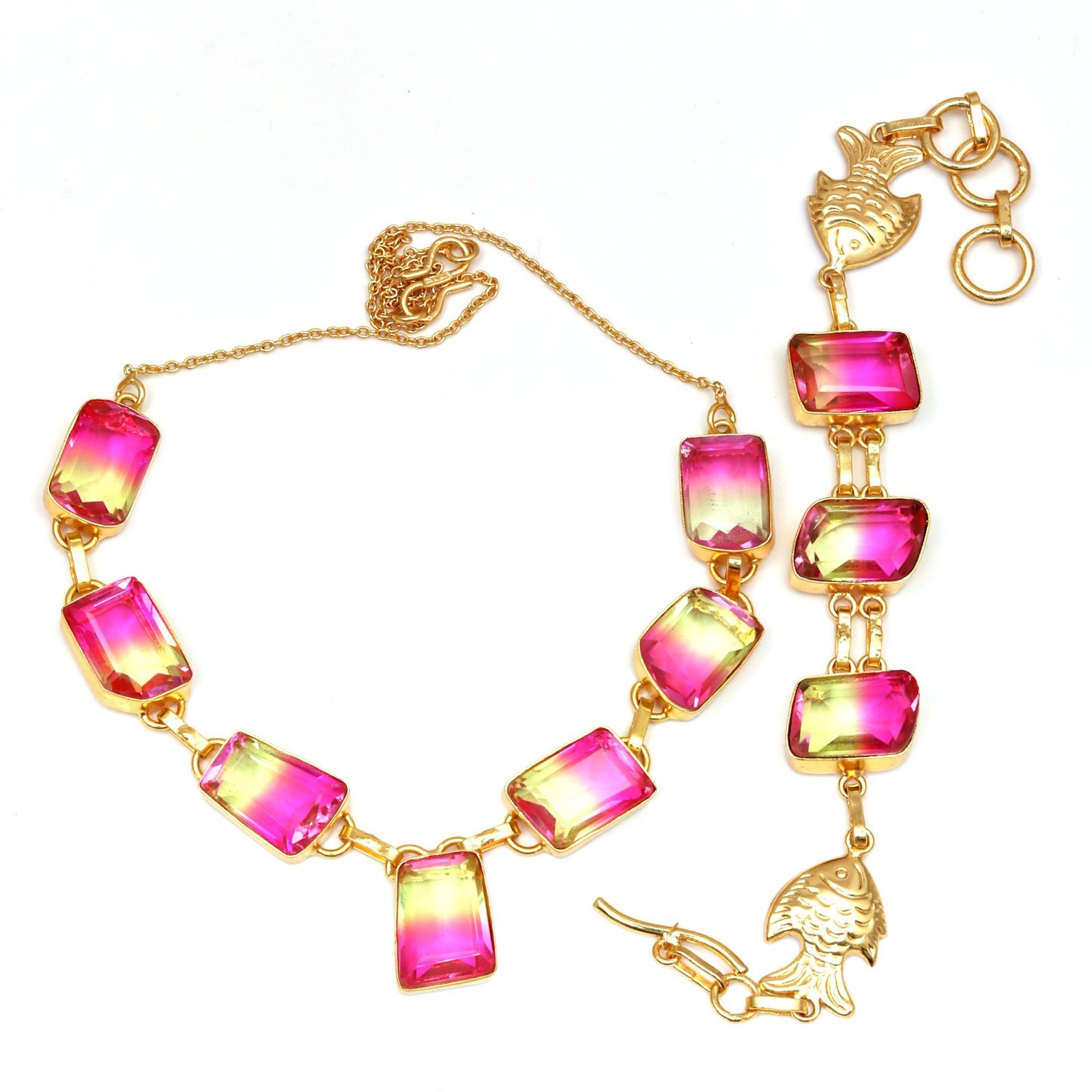 Bio-Tourmulian 14 Ct Gold Plated Jewelry Necklace Bracelets18-20”