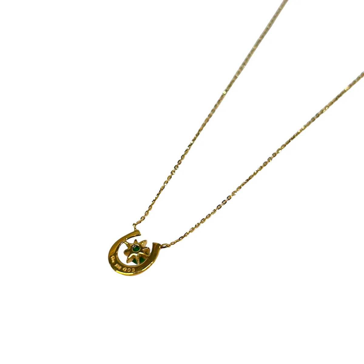 STAR JEWELRY 18K Yellow Gold Green Diamond Emerald Necklace