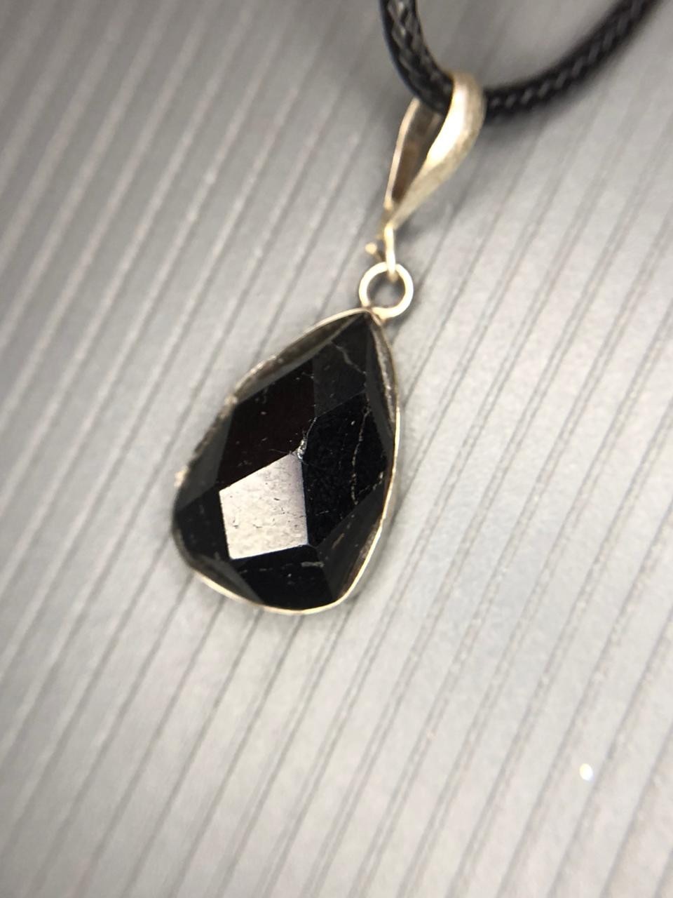 Natural Black Tourmaline Rose Cut Pendant Handmade Gemstone from Afghanistan