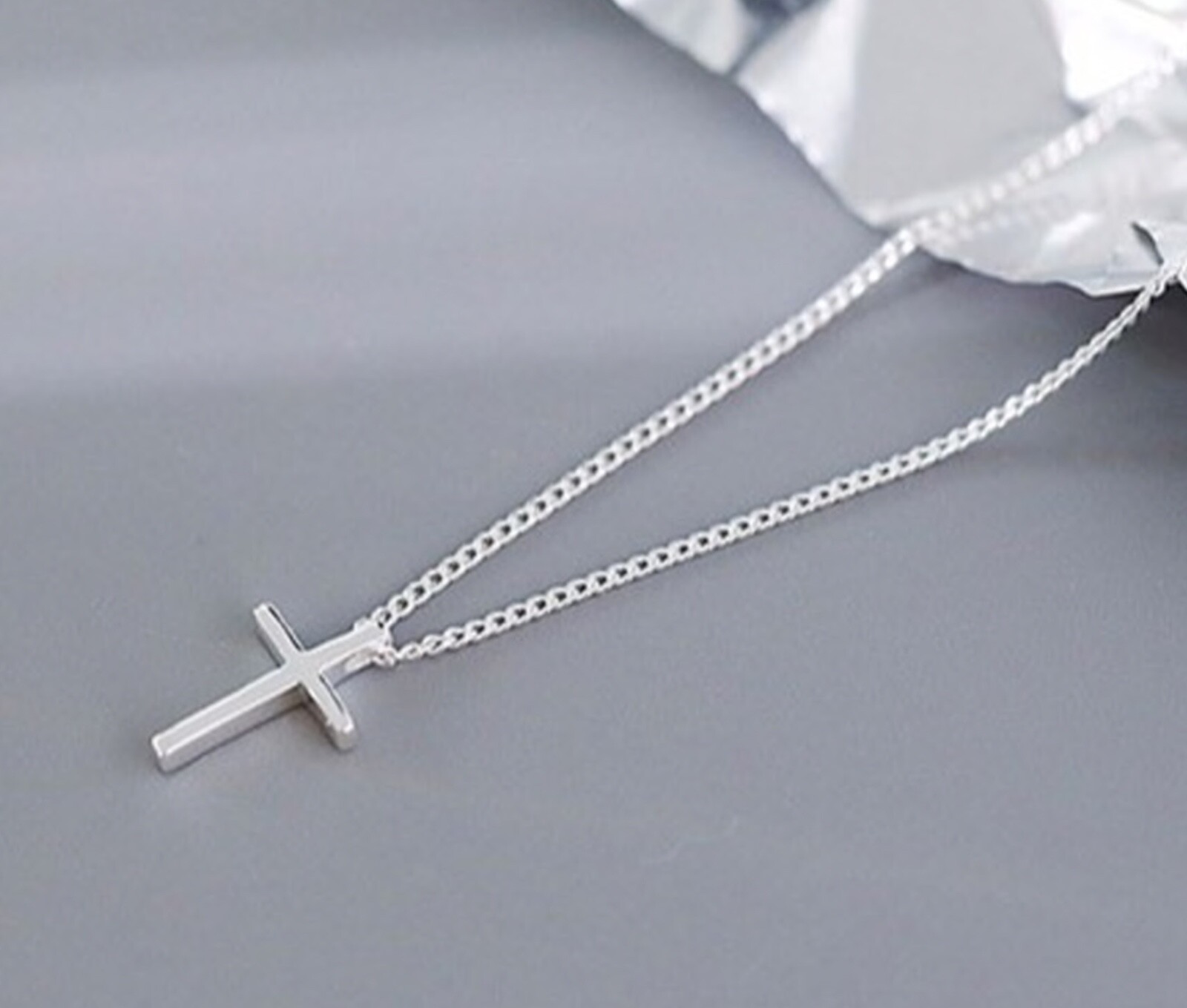 Small Plain Cross Pendant Necklace in SOLID 925 Sterling Silver 16-18 Inch Chain