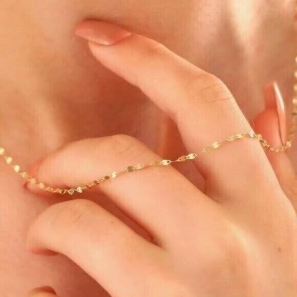 WATERPROOF Gold Chain Necklace Layering Necklace Dainty Gold Sparkle Chain