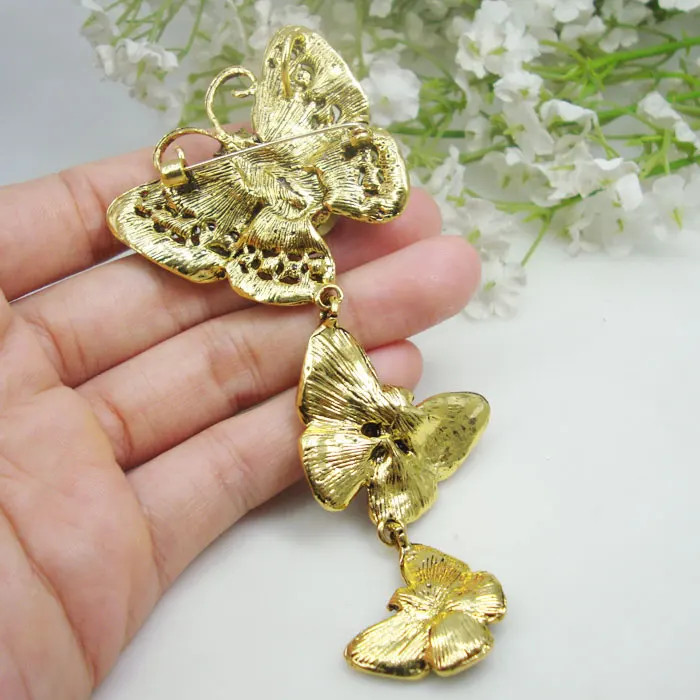Classic 3 Butterfly Woman Blue Brooch Pin Pendant Party Jewelry