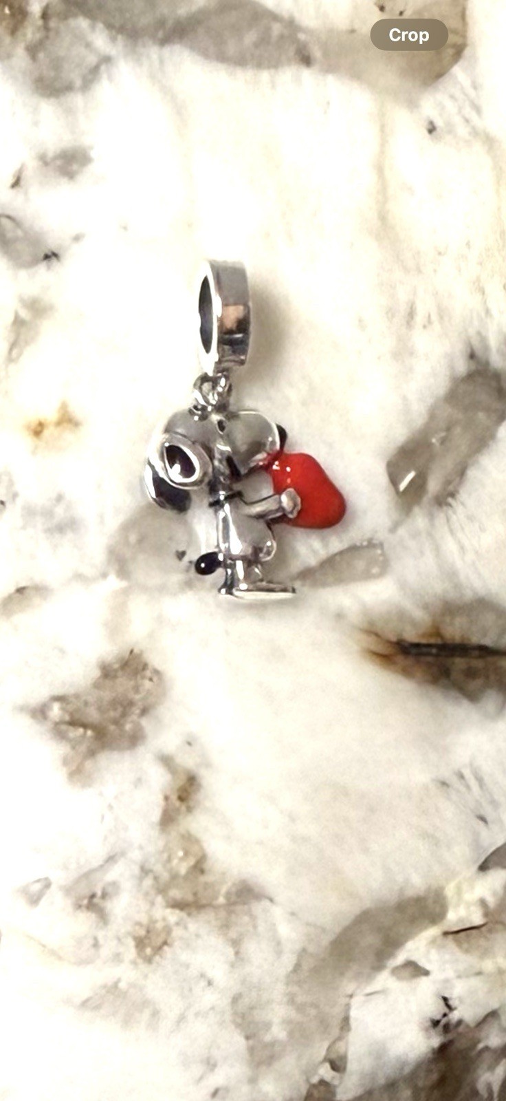 V477 S925 STERLING SILVER BE MY VALENTINE SNOOPY DANGLE CHARM