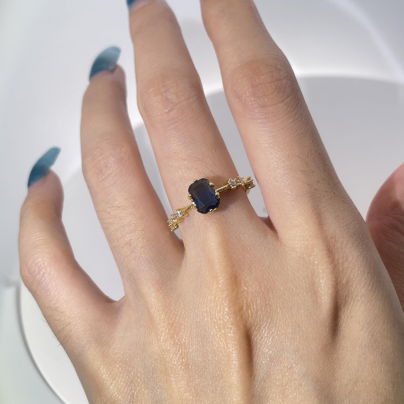 18K Gold Plated Adjustable Promise Ring – Cubic Zirconia, Stackable Elegant Gift