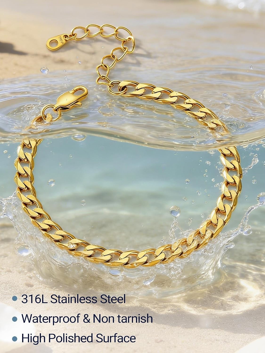 Elegant 14K Gold Plated Anklet – Hypoallergenic & Adjustable for All Occasions
