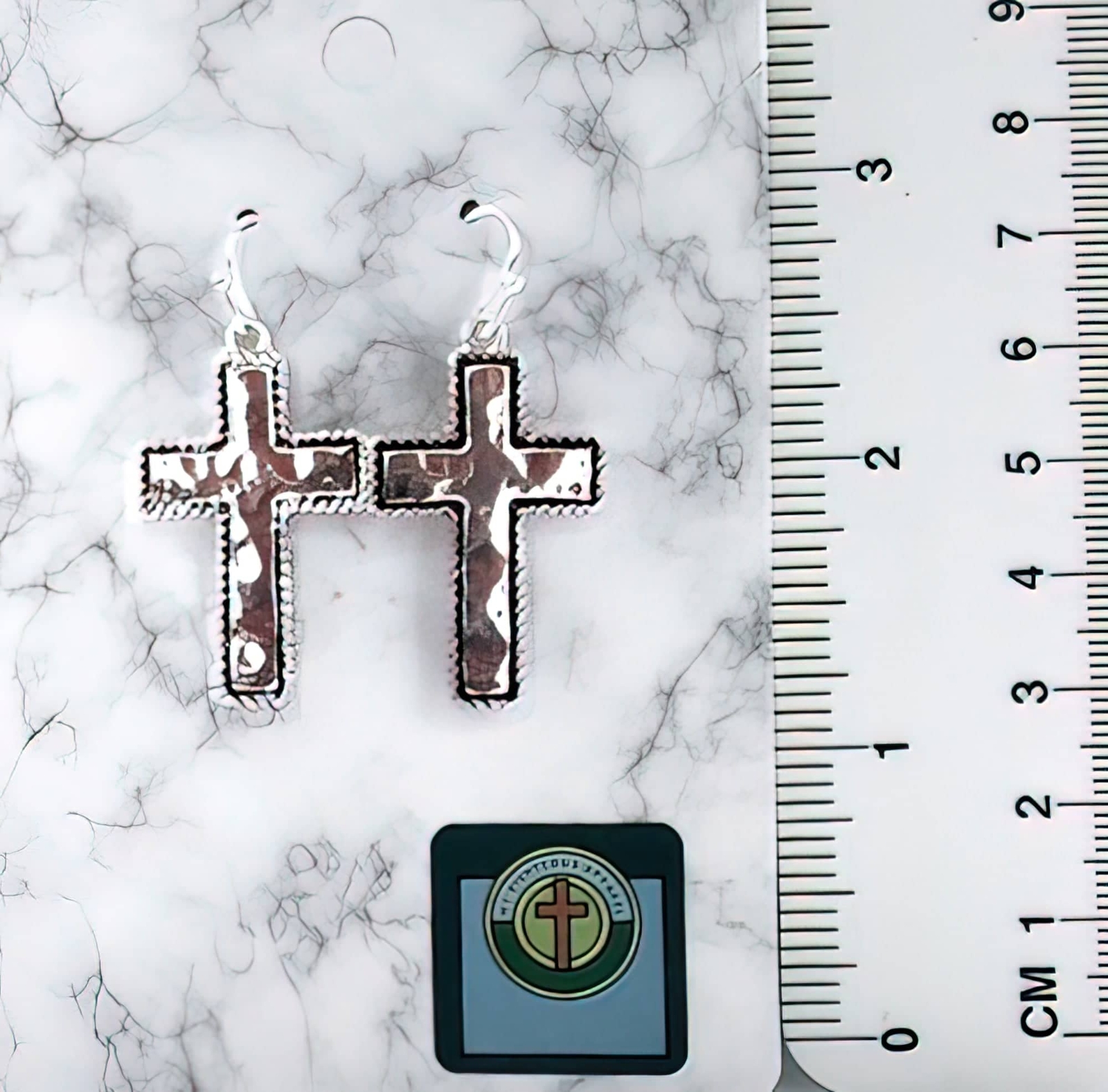 Christian Metal Cross Dangle Earrings Silver Zinc Lead-Free Women Gift
