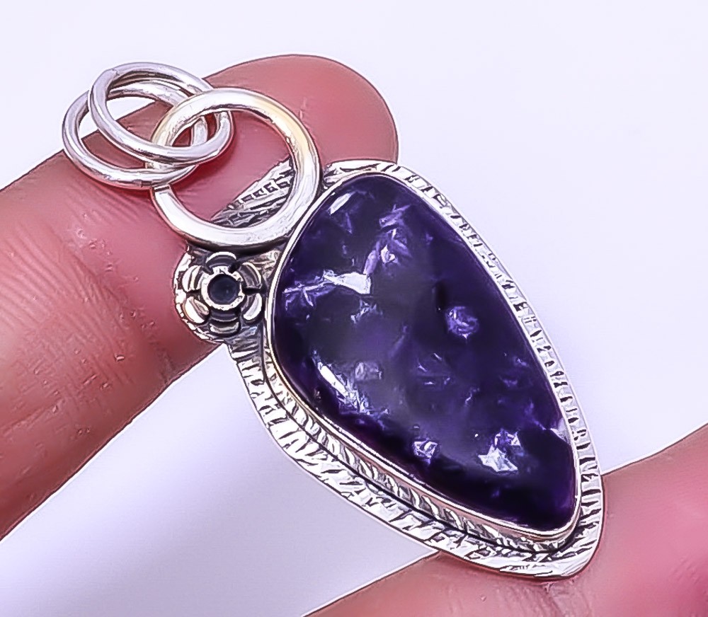 Purple Lepidolite – San Diego Gemstone 925 Sterling Silver Pendant 1.95″ A323