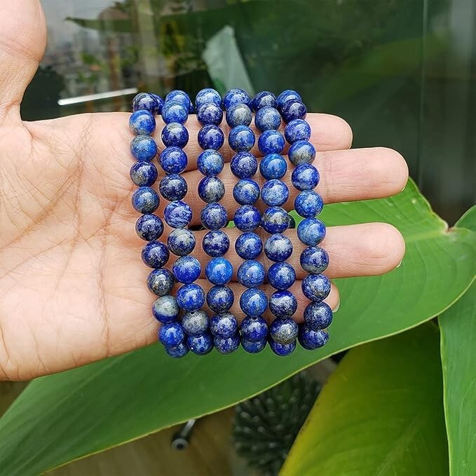 Natural Lapis Lazuli 8MM Beaded Stone Stretch Bracelet Men Jewelry Reiki Gifts