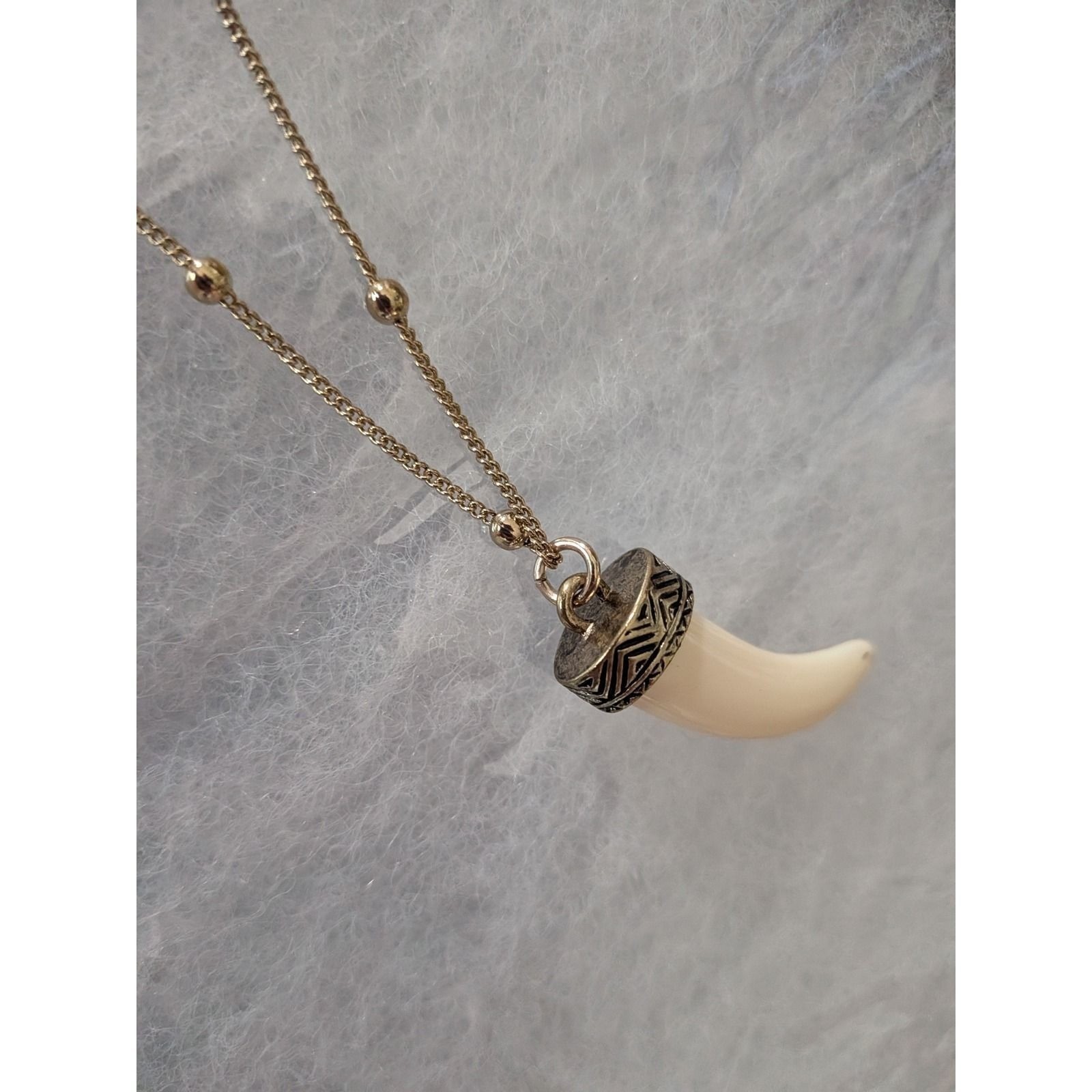 Bansri Boho Gold Tone Layered Elephant and Horn Pendant Necklace Etched Detail