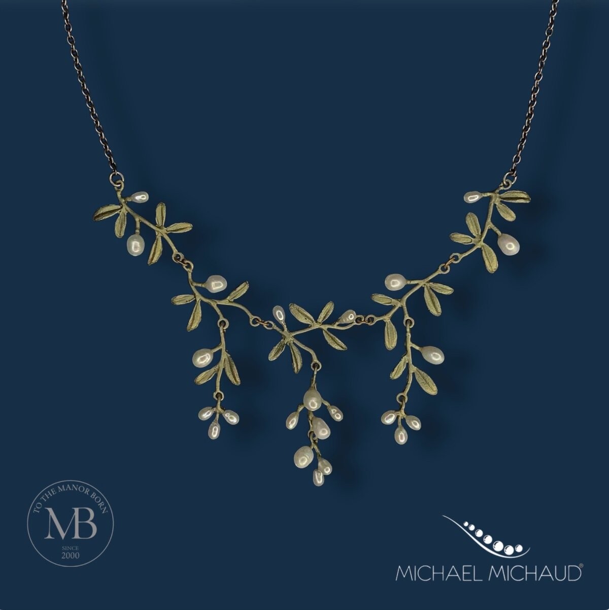 Michael Michaud Garden Vine Necklace Artisian Jewelry Gift 22K GP