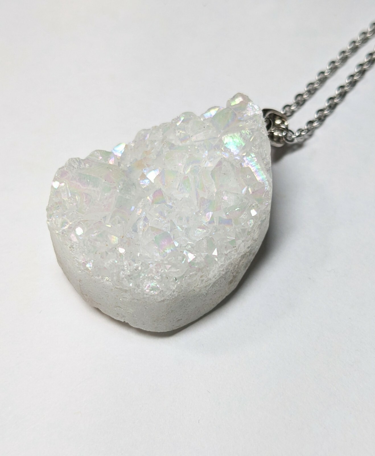 Druzy Geode Agate Pendant Necklace for Woman Long Necklace Healing 30″ Gift Whit