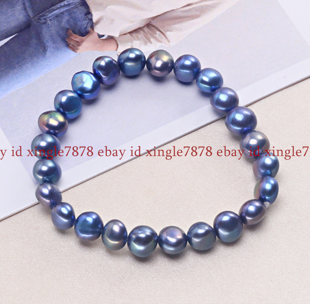 Genuine 8-9mm Natural Multicolor Freshwater Baroque Pearl Stretchy Bracelet 7.5″