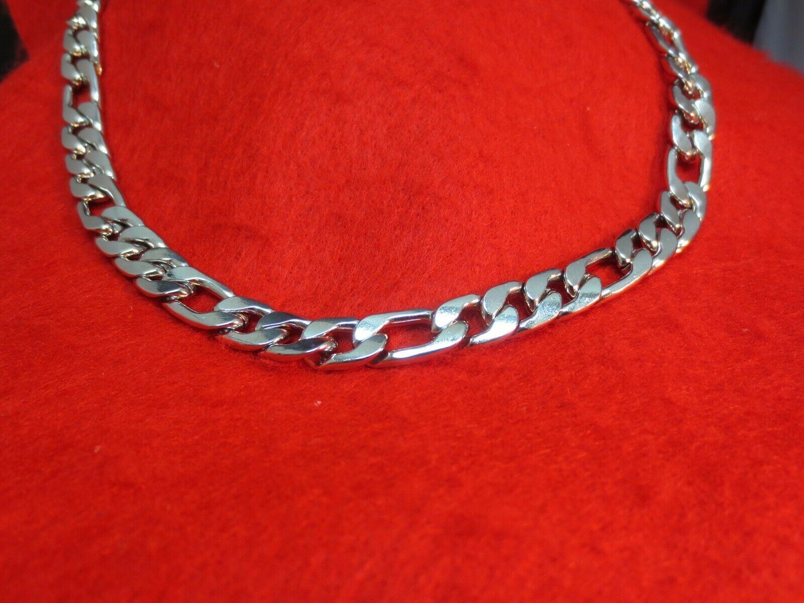 22″ 10MM STAINLESS STEEL SILVER 10MM FIGARO NECKLACE W/SPECIAL CLASP WAS $15.95