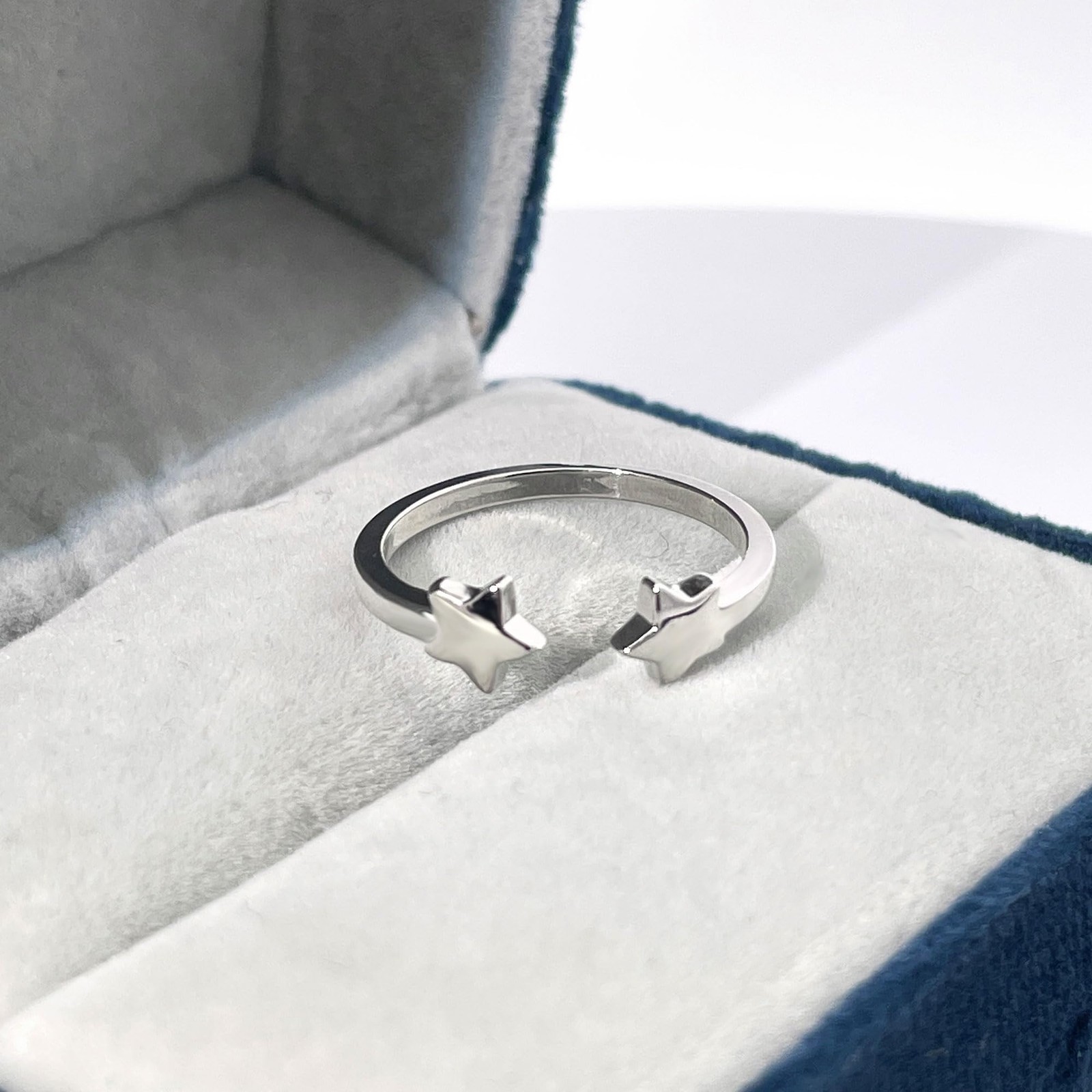 Warm Fortune Adjustable Star Open Ring, 18K Gold Plated Stackable Promise Ring,