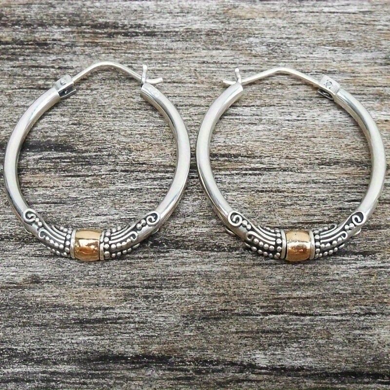 Vintage Textured Hoop Earrings Boho Ethnic Jewelry Daily Wear Accessory Gift