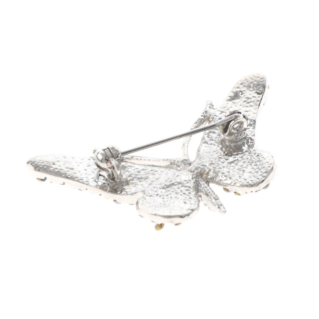 Silver Tone Alloy Metal Crystal Butterfly Brooch With Rhinestone P1173-SCL