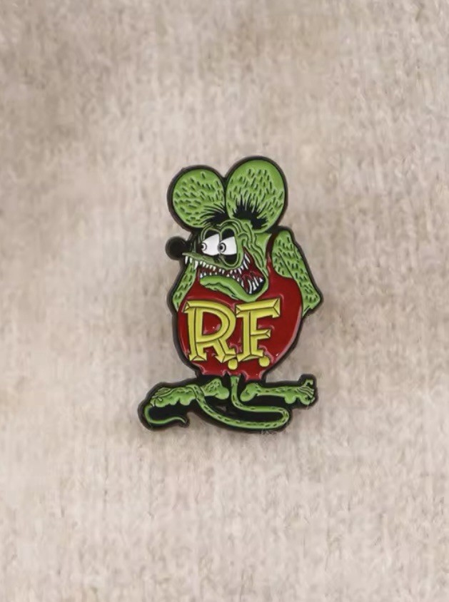 Rat Fink Hot Rod Style 1pc Pin Rubber Pin Backer Rat Fink Fun Pin Brooch Enamel