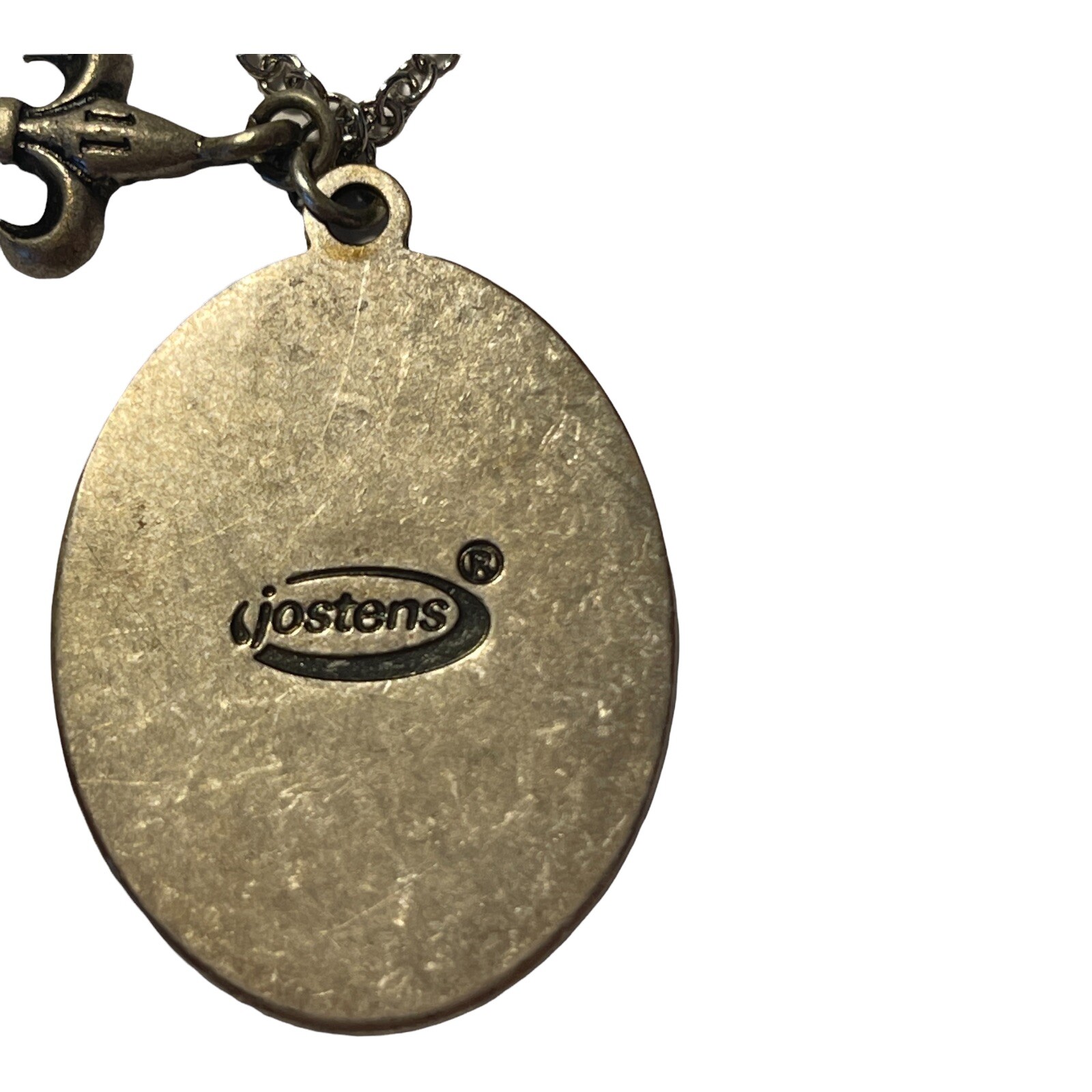 JOSTENS SENIOR Rhinestone Crystal Accents Antiqued Silver Tone Pendant Necklace!