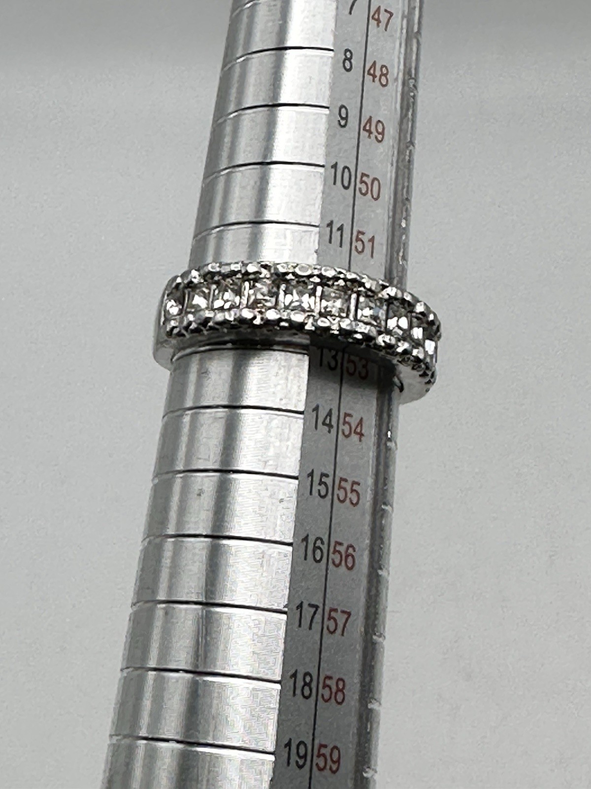 Fashion Band Ring Silver Tone With Rhinestone Channel Set Clear Stones