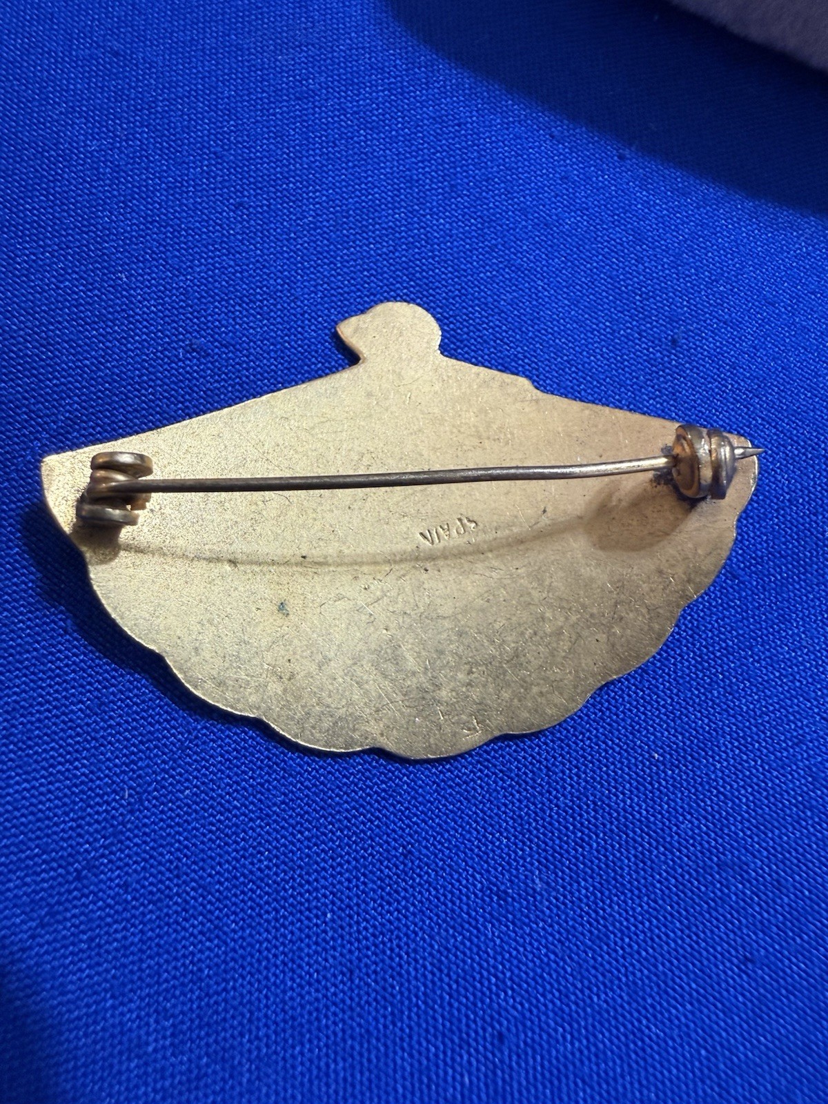 Vtg Spanish Enamel Articulated Fan Brooch Pin Pendant