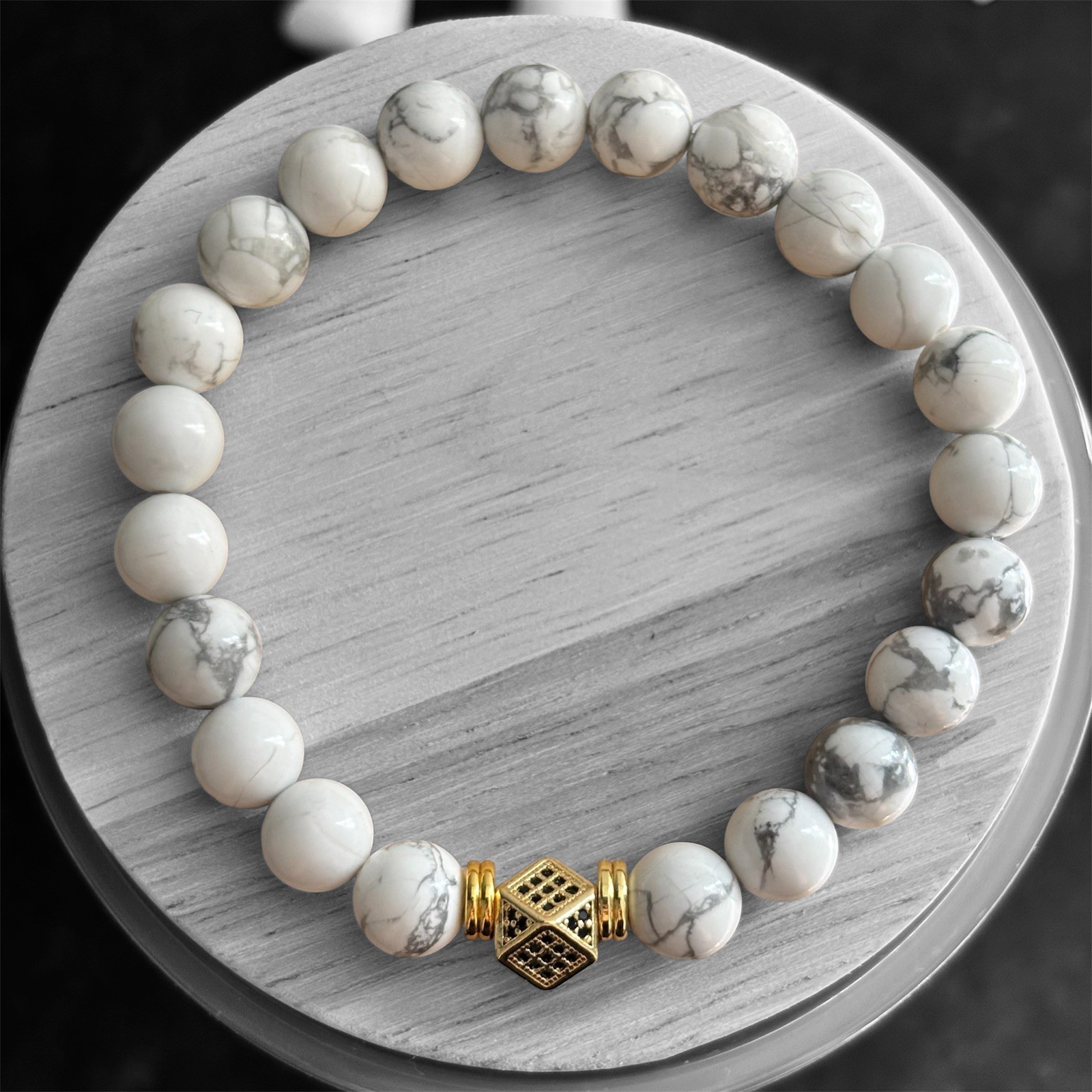 Handmade Tiger Eye Gemstone Bracelet Howlite Stone Protection Jewelry Gift