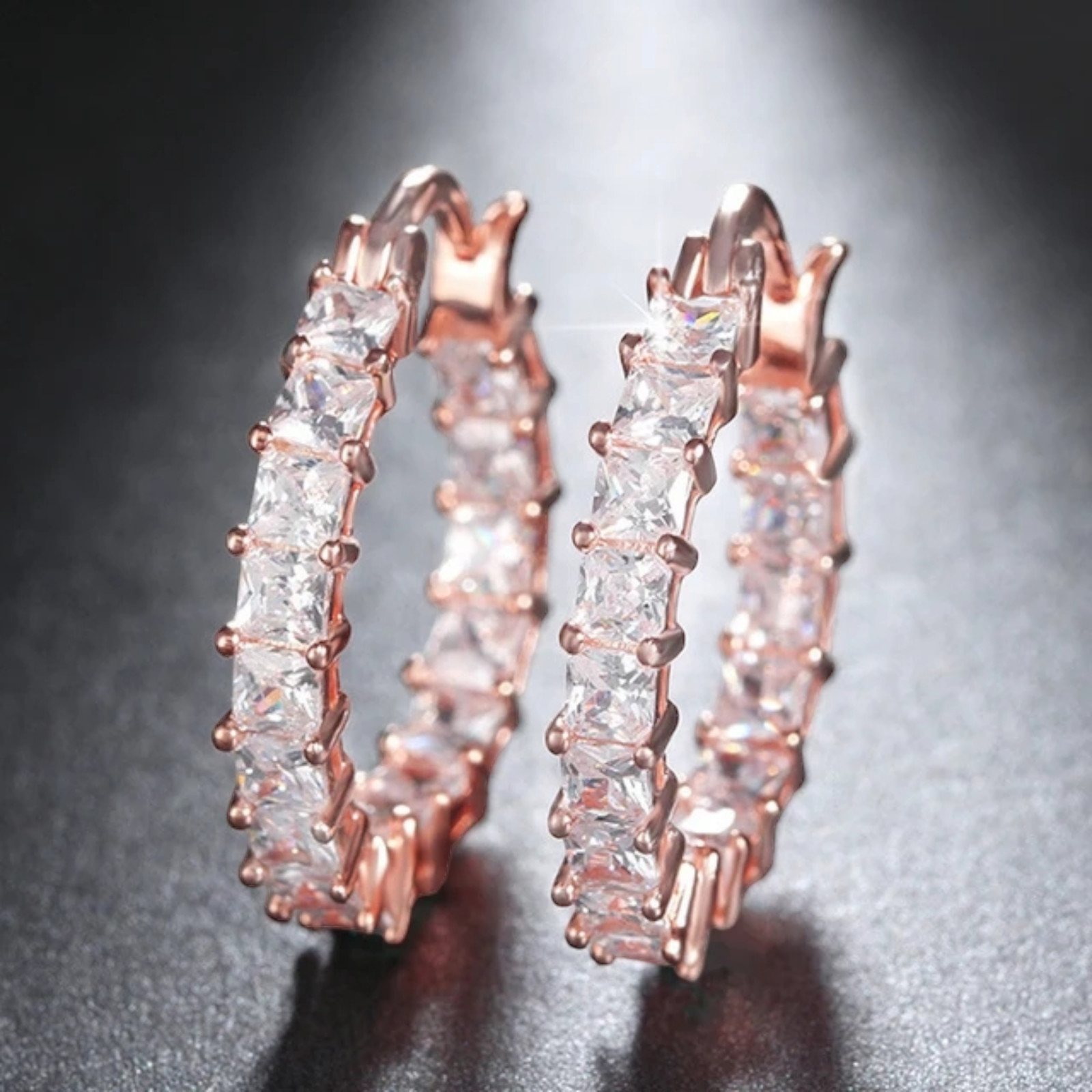 Gold Plated Hoop Earrings With Cubic Zirconia Unisex Hip Hop Jewelry Women, Men
