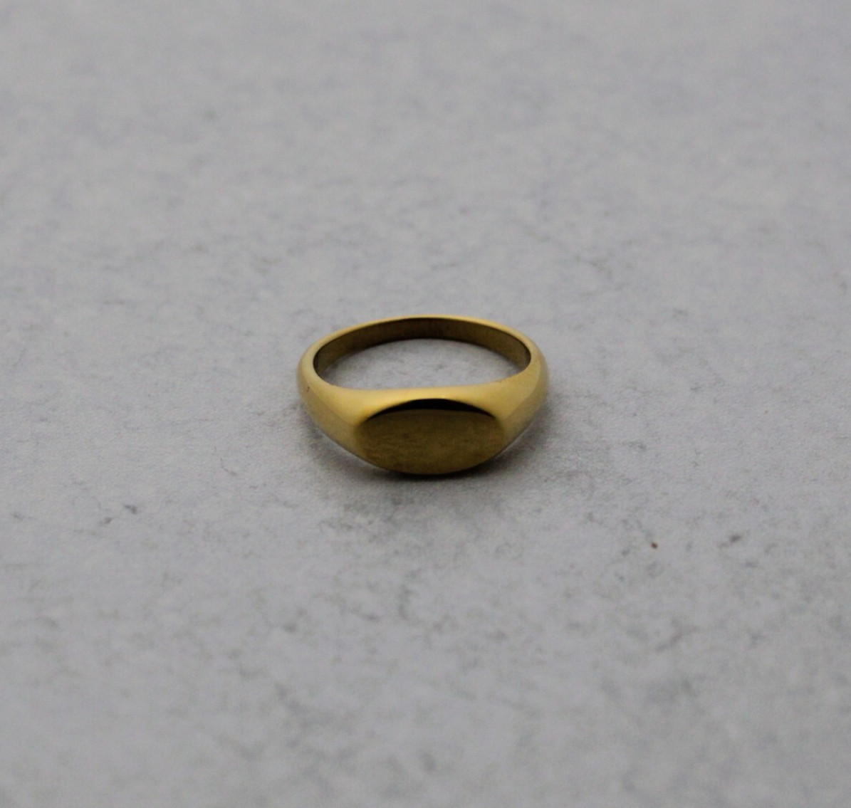 Gold Landscape Oval Signet Ring Stainless Steel Blank Gold Plated Pinky Ring