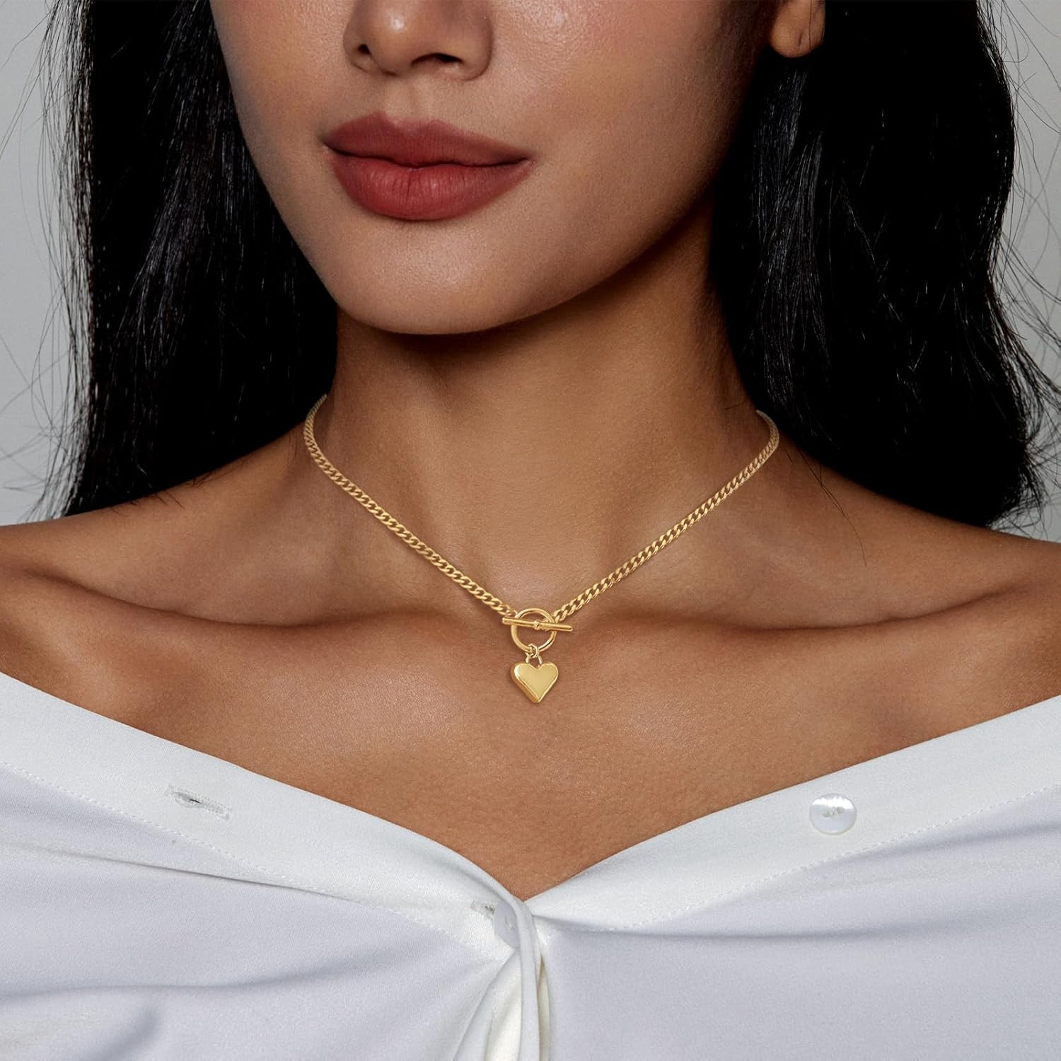 Heart Necklace for Women Gold/Silver Plated Trendy Heart Choker Lover Pendant Hy