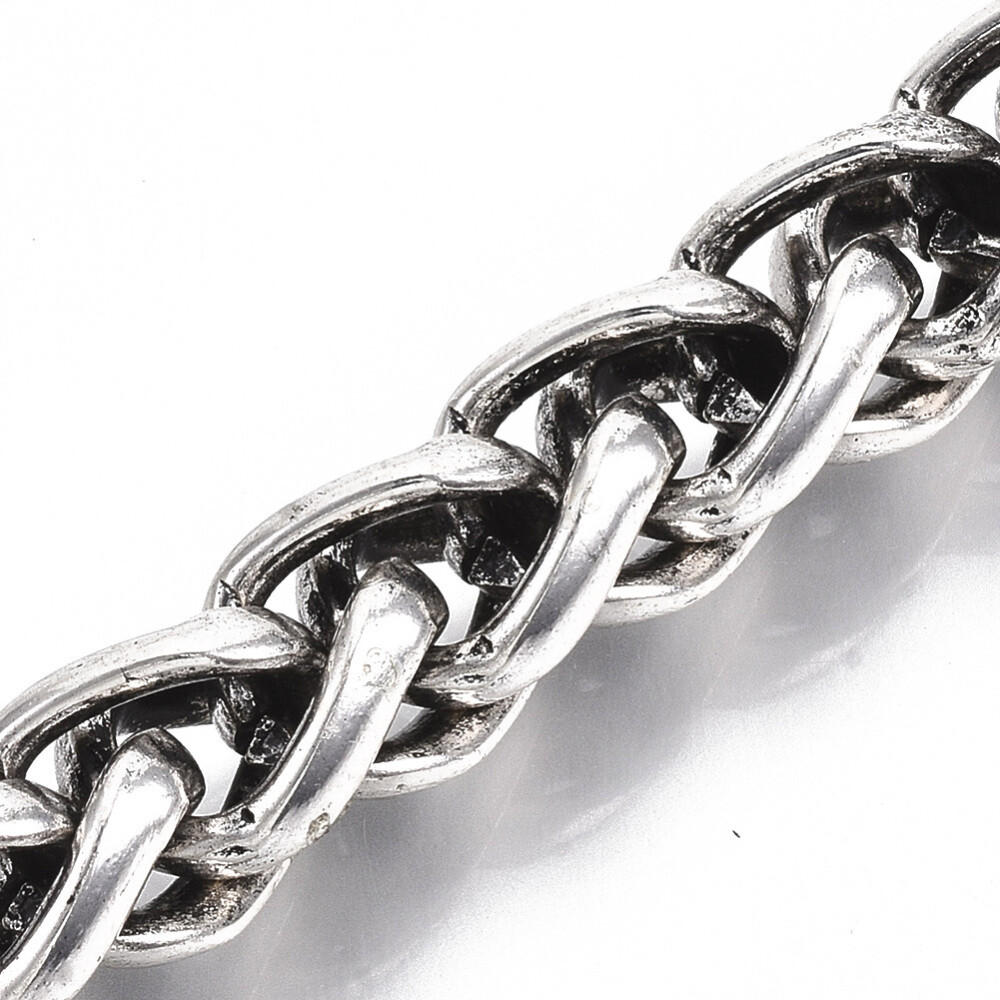 Men’s Alloy Wheat Chain Bracelet Dragon Antique Silver 8.8″ 22.5cm Z253