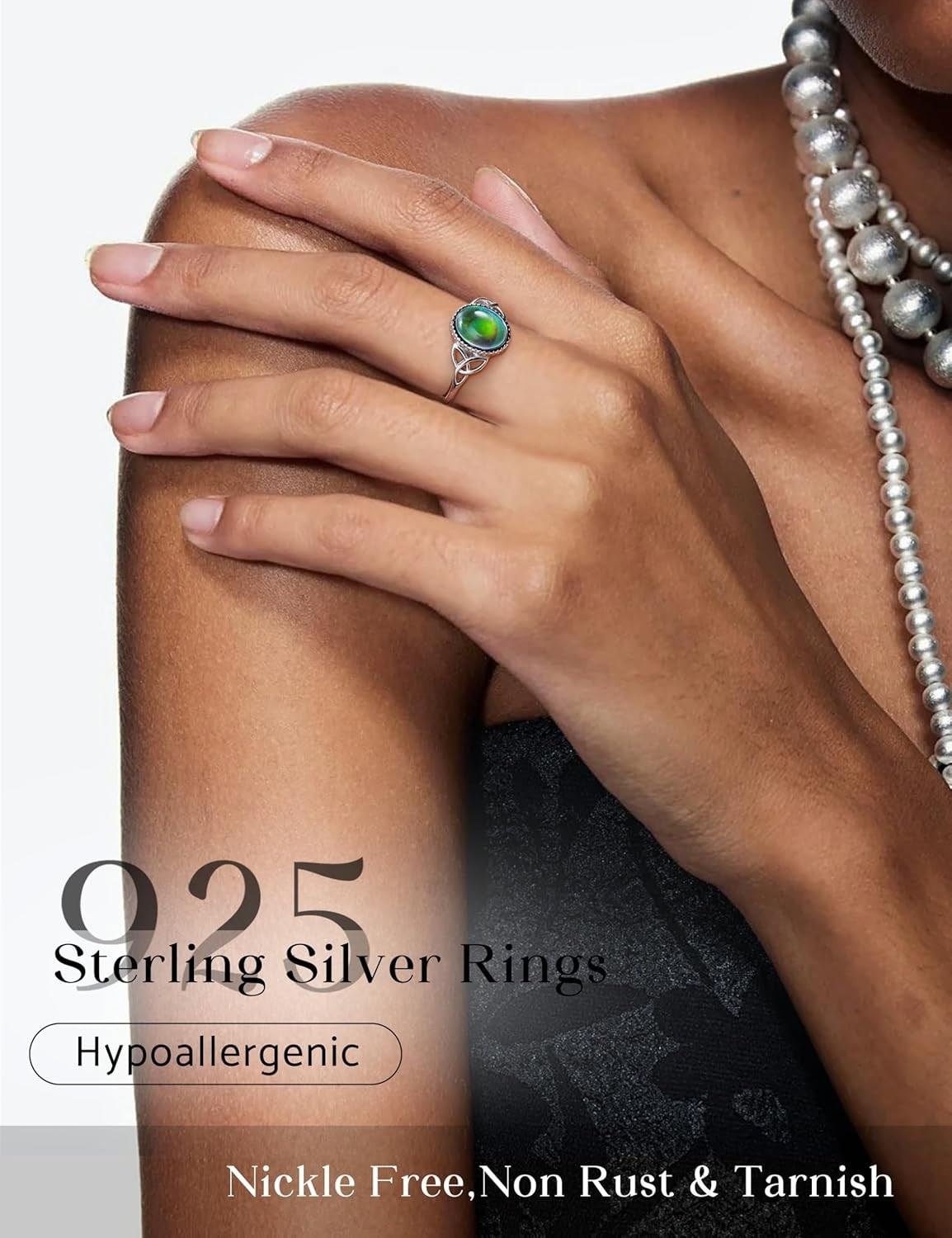 925 Sterling Silver Mood Ring with Vintage Celtic Knot – Color Changing Elegance