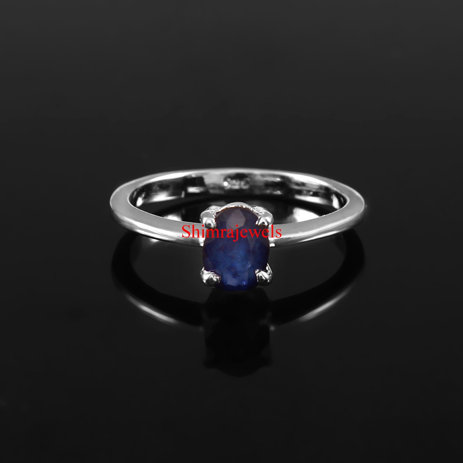 Heated Sapphire Gemstone With 18k White Gold Plated Silver Women’s Ring #186