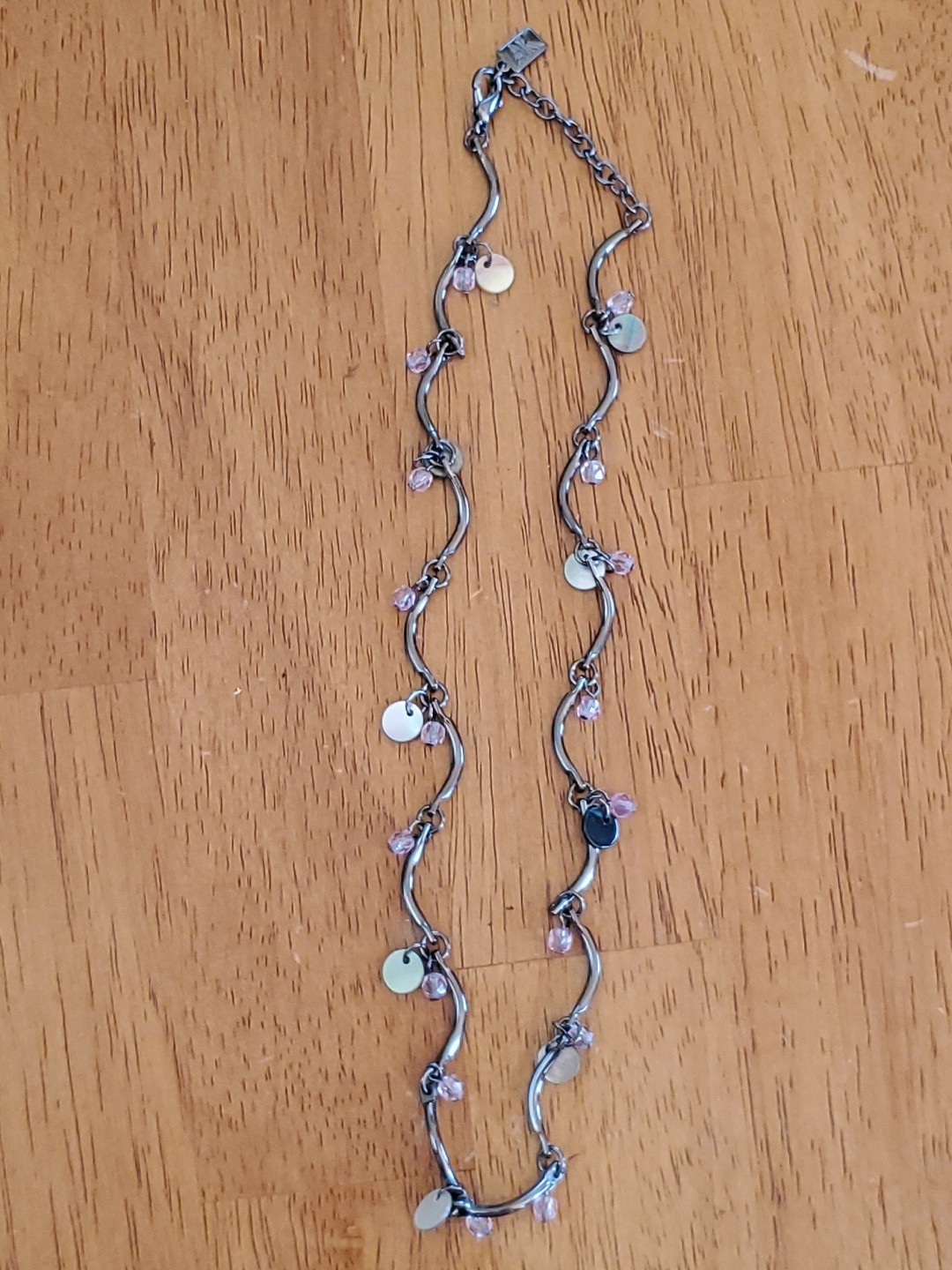 Vintage Anne Klein Rhinestone Necklace Gun Metal Tone 17 in