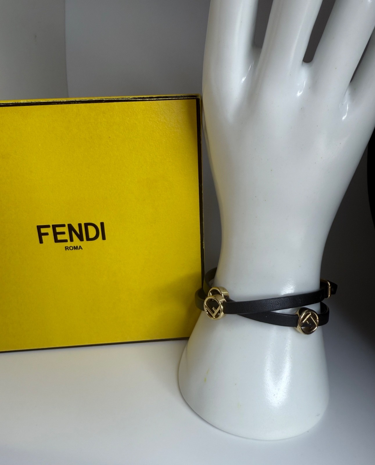 FENDI Leather Black Men’s and Brown Bracelets. 16″ Both.