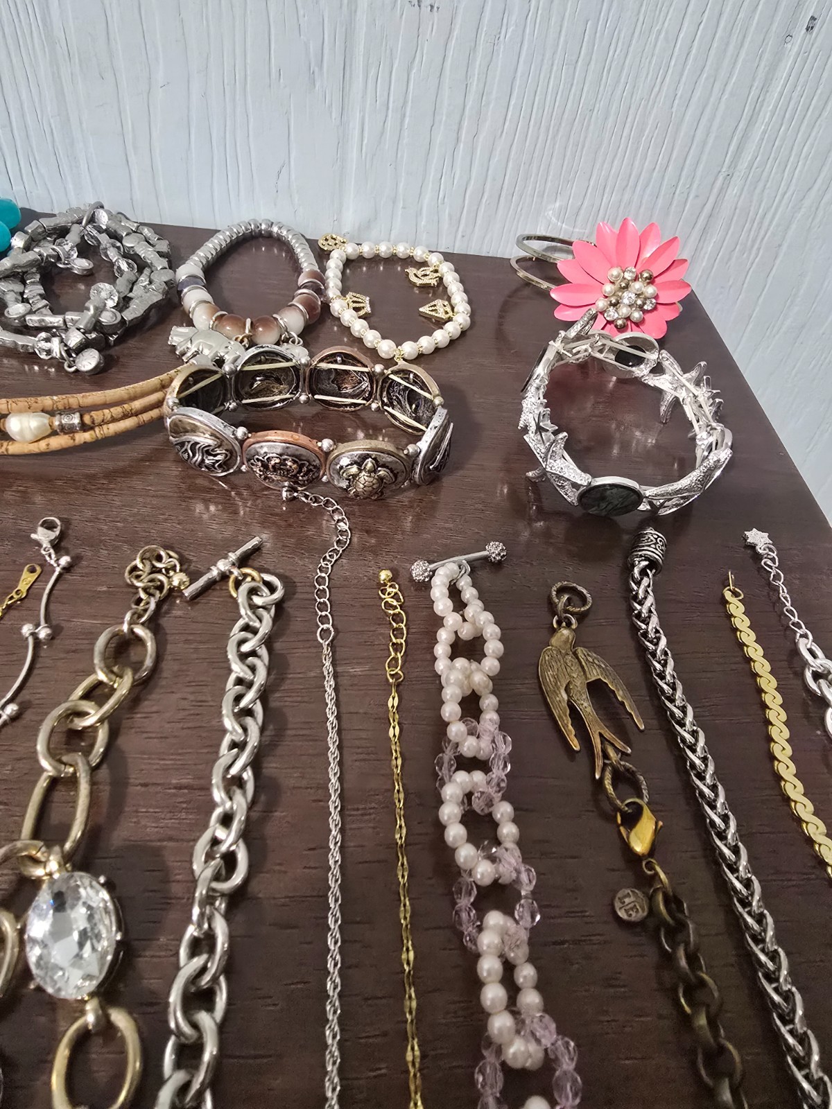 Lot Of 35 Various Styles and colors Of Fashion, Bracelets, some signed