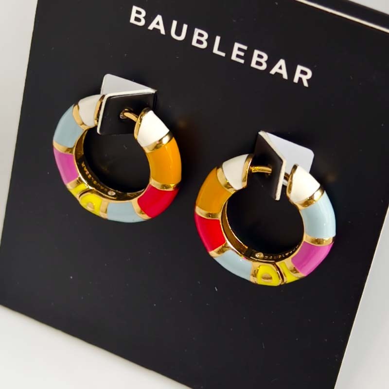 New 25mm Baublebar Enamel Hoop Earrings Gift Chic Women Party Vacation Jewelry