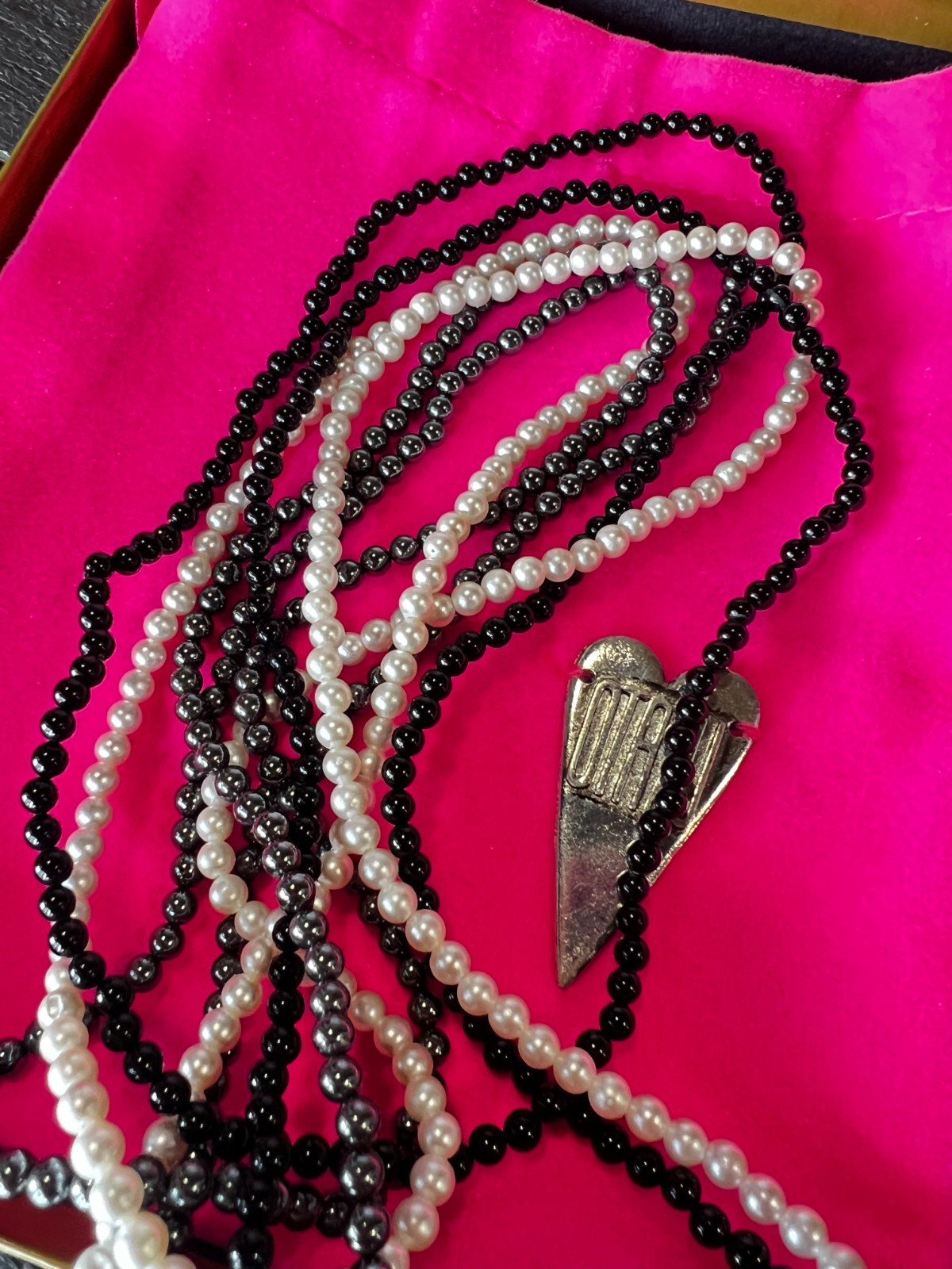 Orazu Black, White & Grey Beaded Multi Strand Necklace