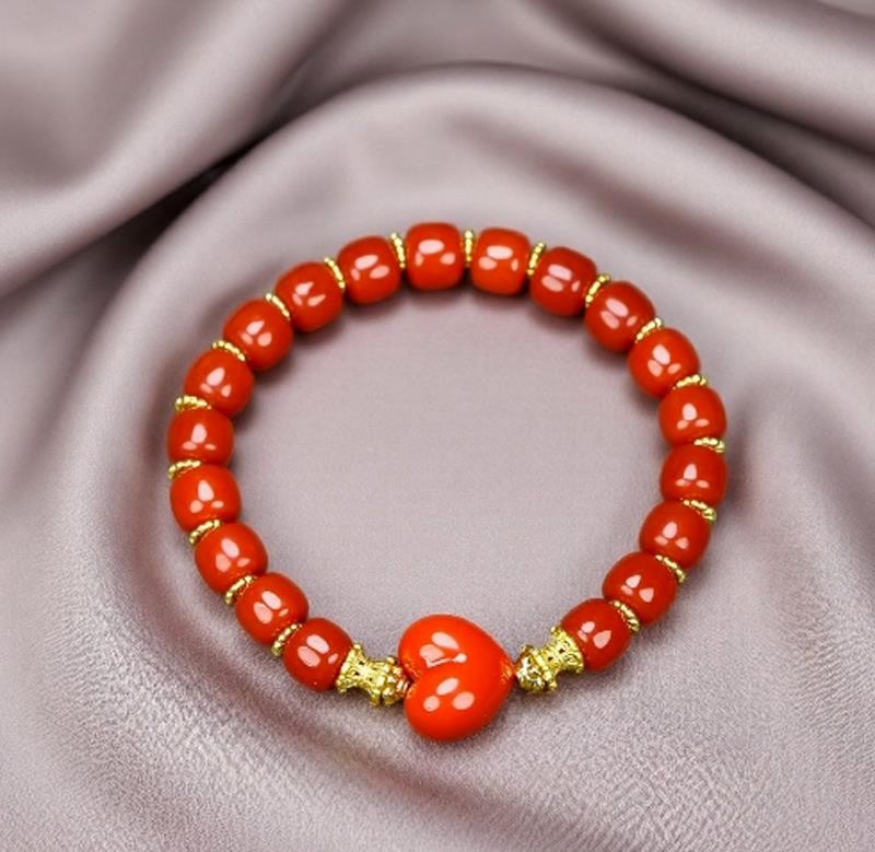 Girl Grandma Mothers Lady Women Red Jade Beads Bracelet Jewelry Gift Box DD161