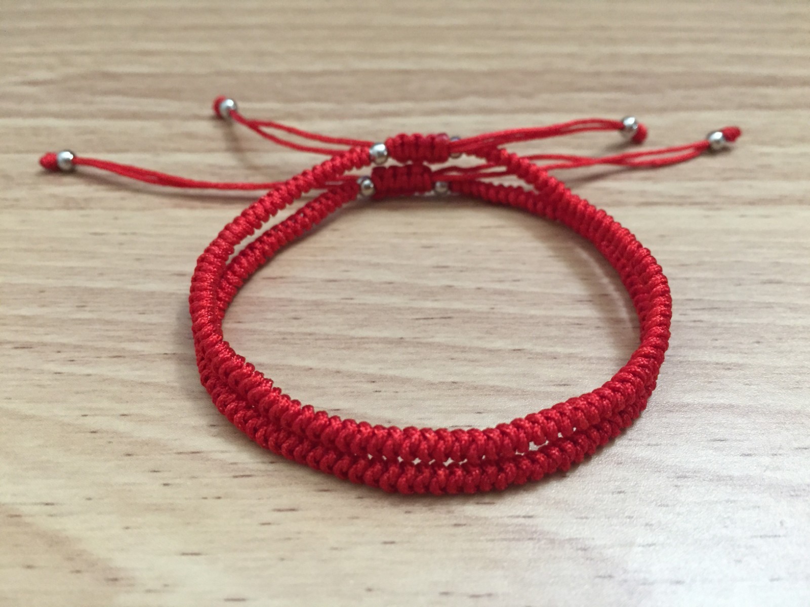 2PCS COUPLE SET – Lucky Red String Silver Adjustable Braided Shamballa Bracelet