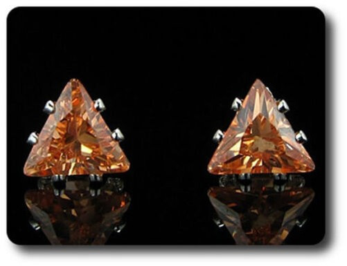 Earrings Orange Sapphire 0 3/32×0 1/4in Gold Plated White 18 K