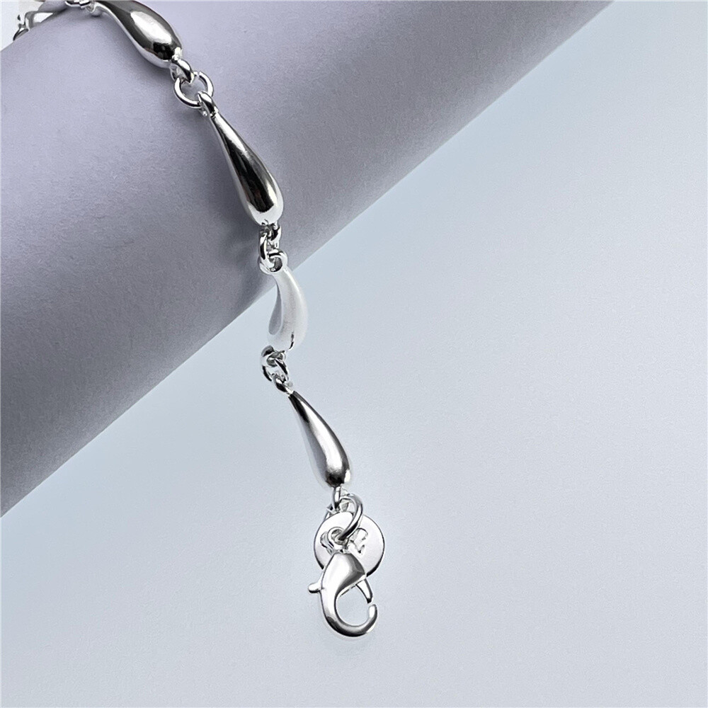 925 Sterling Silver Temperament Fashion Charm Jewelry Water Drop Bracelet Chain