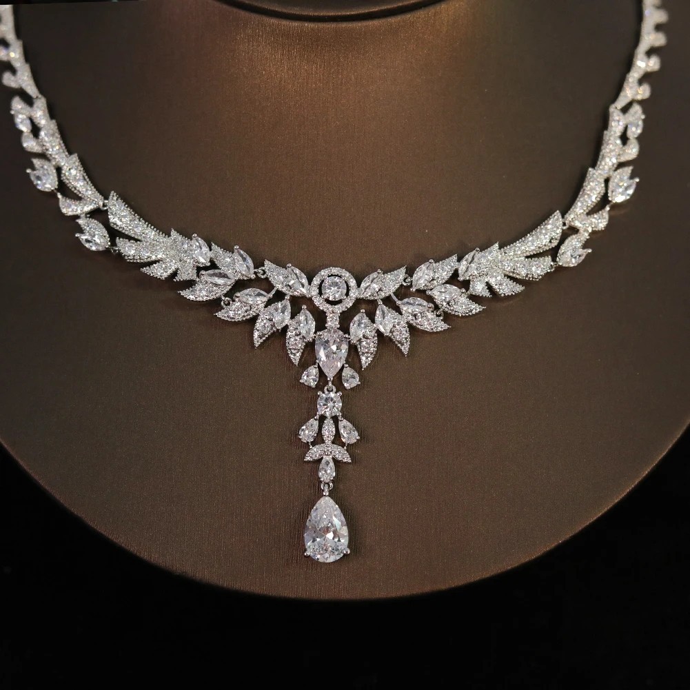 Premium Bridal wedding Jewelry Sets Necklace Engagement Dinner Party Earrings