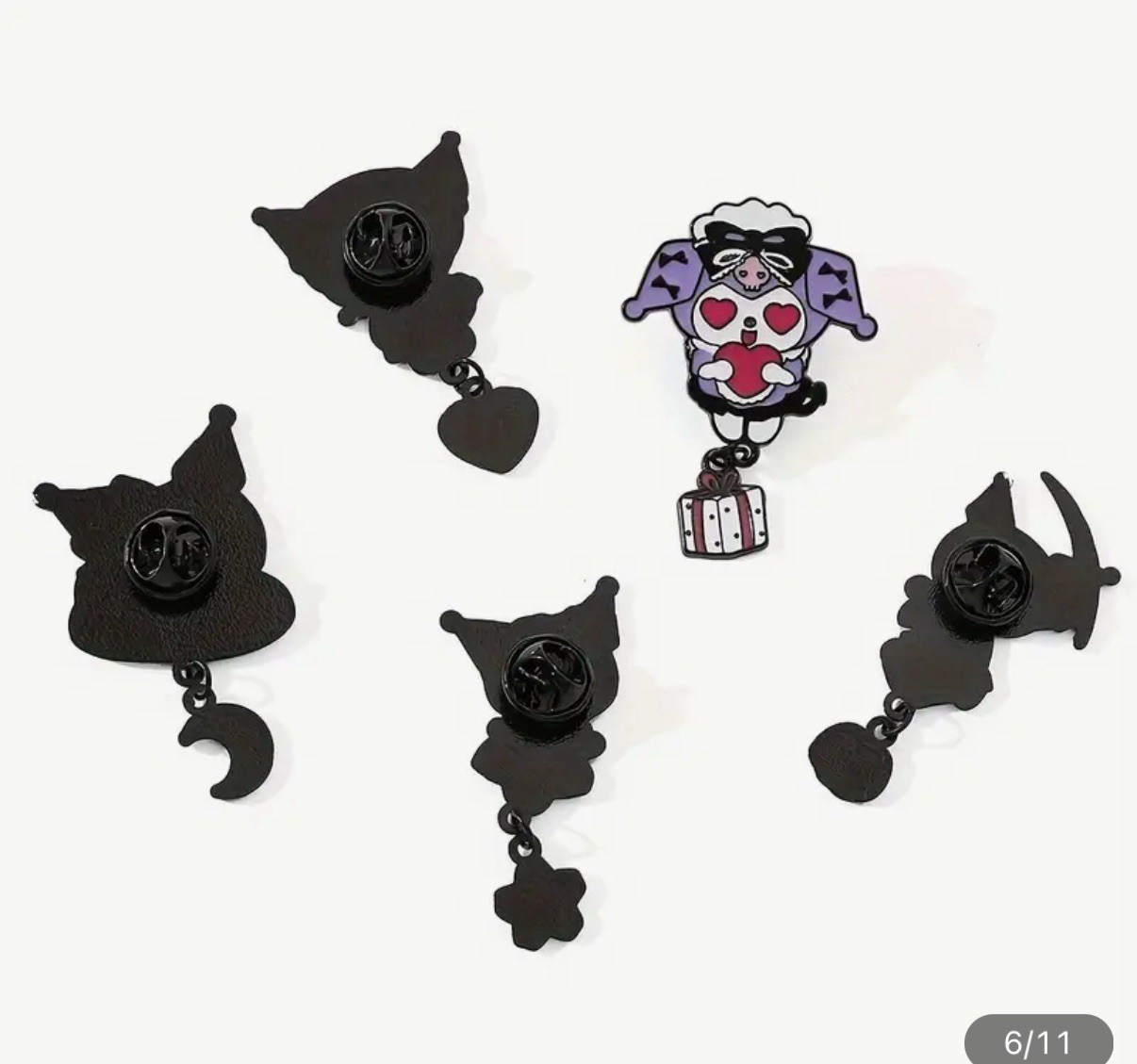 5pc Sanrio Pins Miniso Kuromi Dangle Kawaii Cute