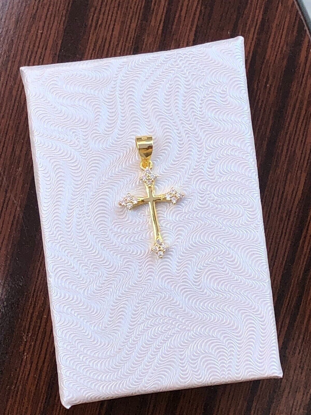 925 Sterling Silver CZ Orthodox Cross Pendant Tiny 17mm(0.67″)/25mm(0.98″)
