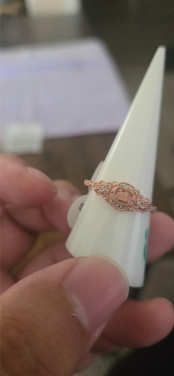 Bomb Party Garden Crest Ring Size 9 RG28554 Peach Morganite Rose Gold Plating