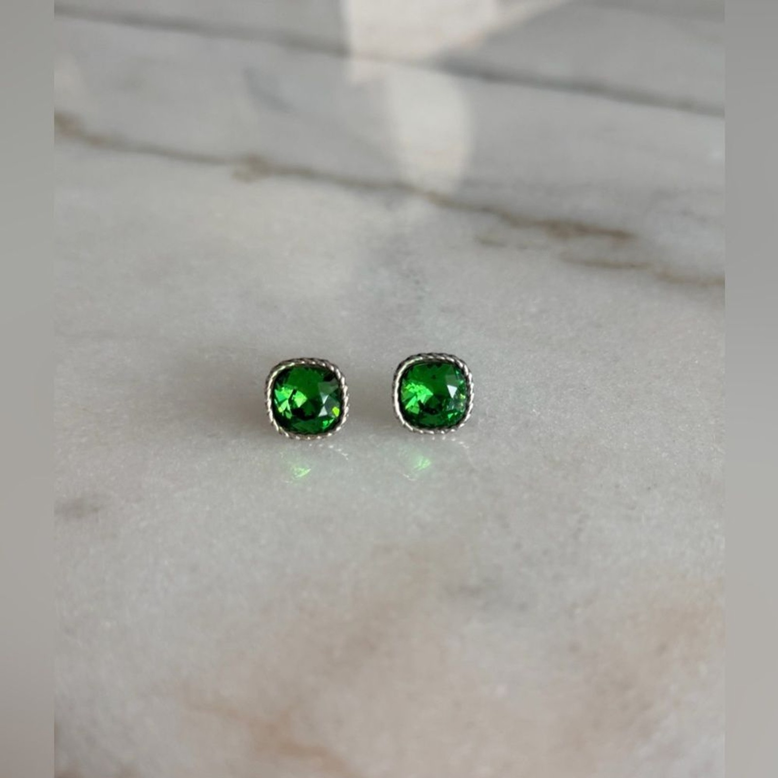 BRIGHTON Sparkleville Post Earring in Vibrant Green & Silver VINTAGE EUC