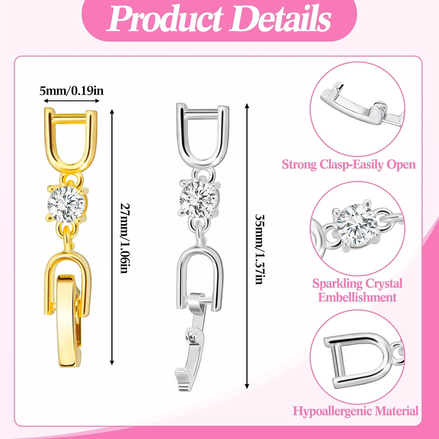 12 Pcs Bracelet Extender Clasp Fold over Necklace Extenders Bracelet