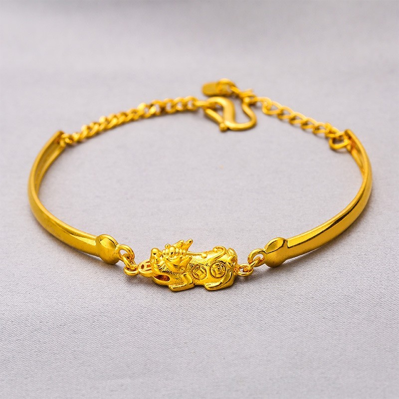 22K 23K 24K Thai Baht Yellow Gold Pixiu Necklace Women’s Bracelet Accessories