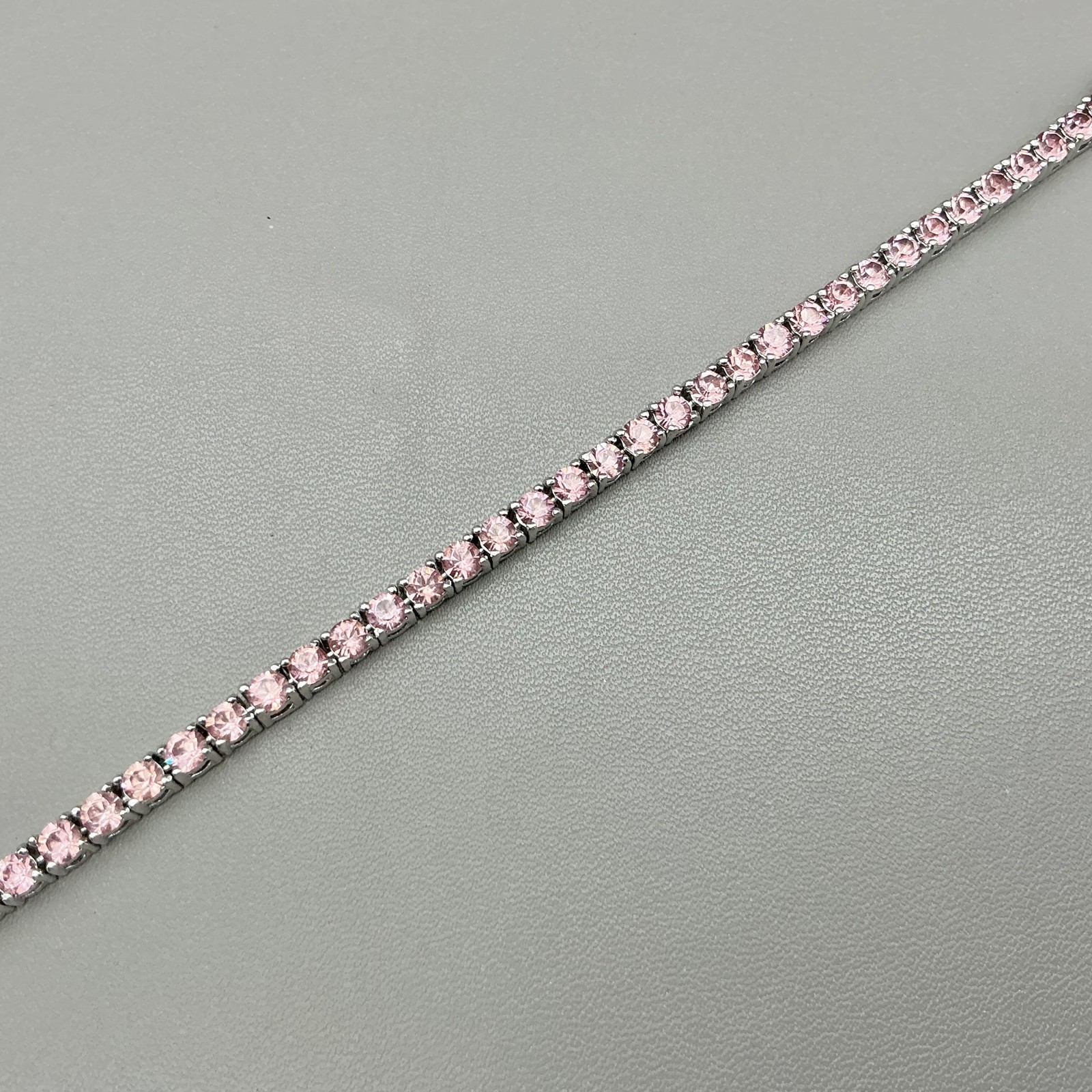 Joan Rivers Bracelet Pink Crystal Tennis Silver Tone Box Clasp Jewelry 8 Inch