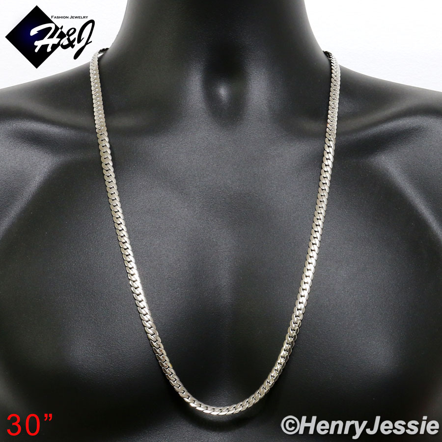 16-40″MEN Stainless Steel 5mm Silver Miami Cuban Curb Link Chain Necklace*N155