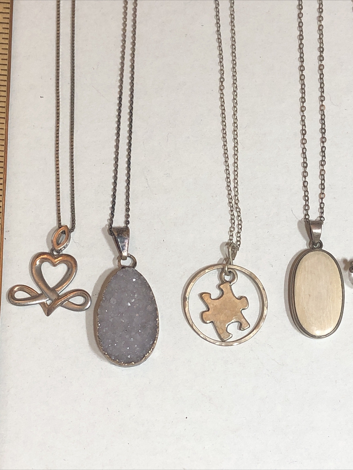 4. Vintage 925 Sterling Silver Mixed materials Chain Necklaces Lot of 8, 37g